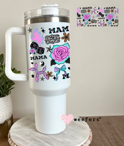 UV DTF Cup Wrap – Mama Purple and Teal Roses 40oz Tumbler Cup Wrap Weefers