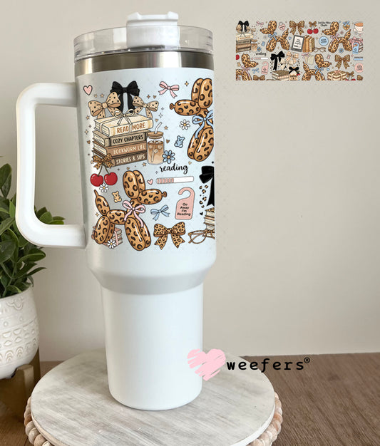 UV DTF Cup Wrap – Leopard Balloon Dog Book Lover 40oz Tumbler Cup Wrap Weefers
