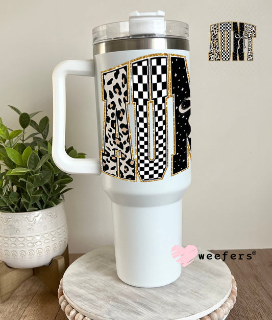 UV DTF Decal - Leopard Aunt 40oz Tumbler Cup Wrap Weefers