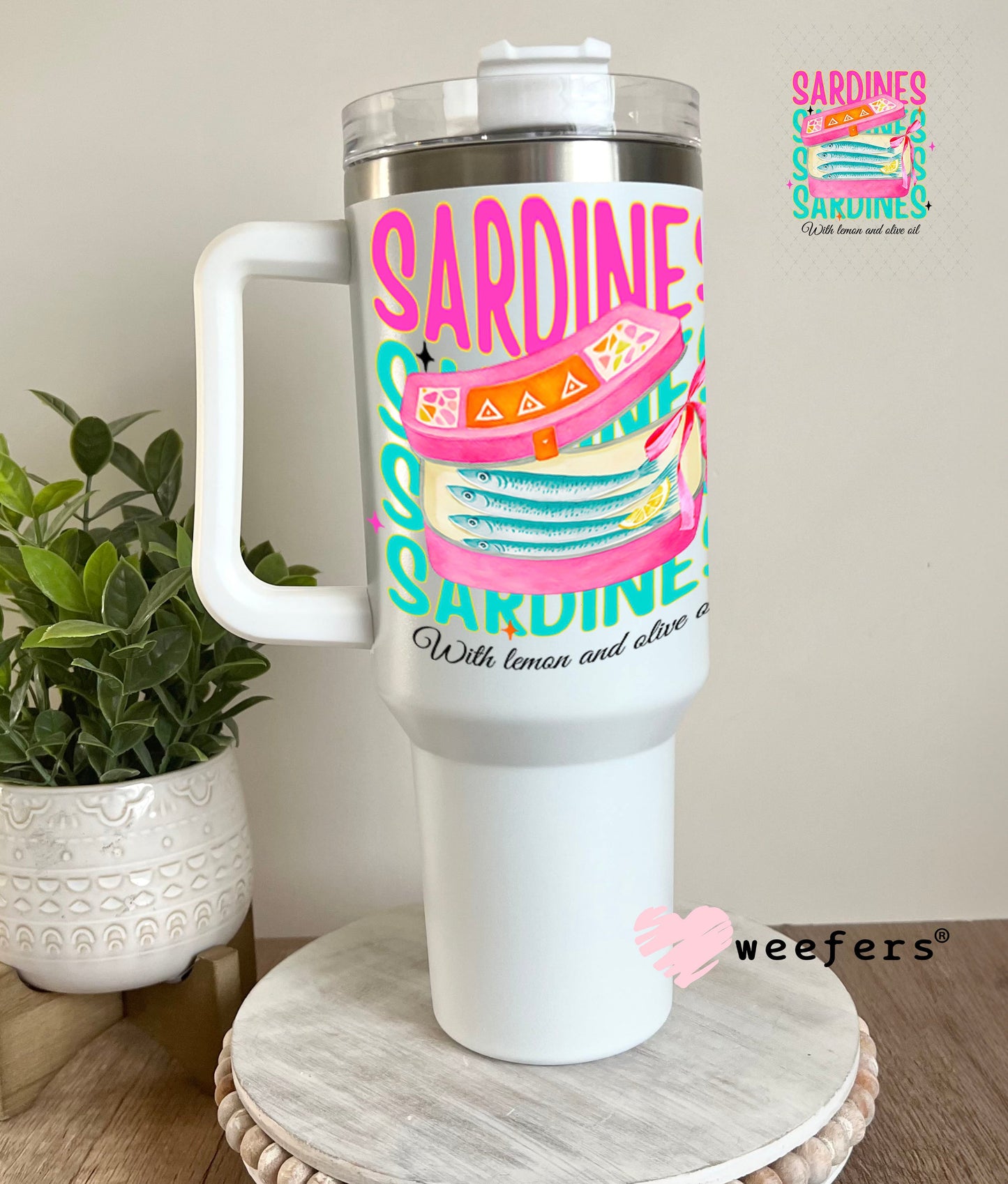 UV DTF Decal - Sardines with Lemon 40oz Tumbler Cup Wrap Weefers