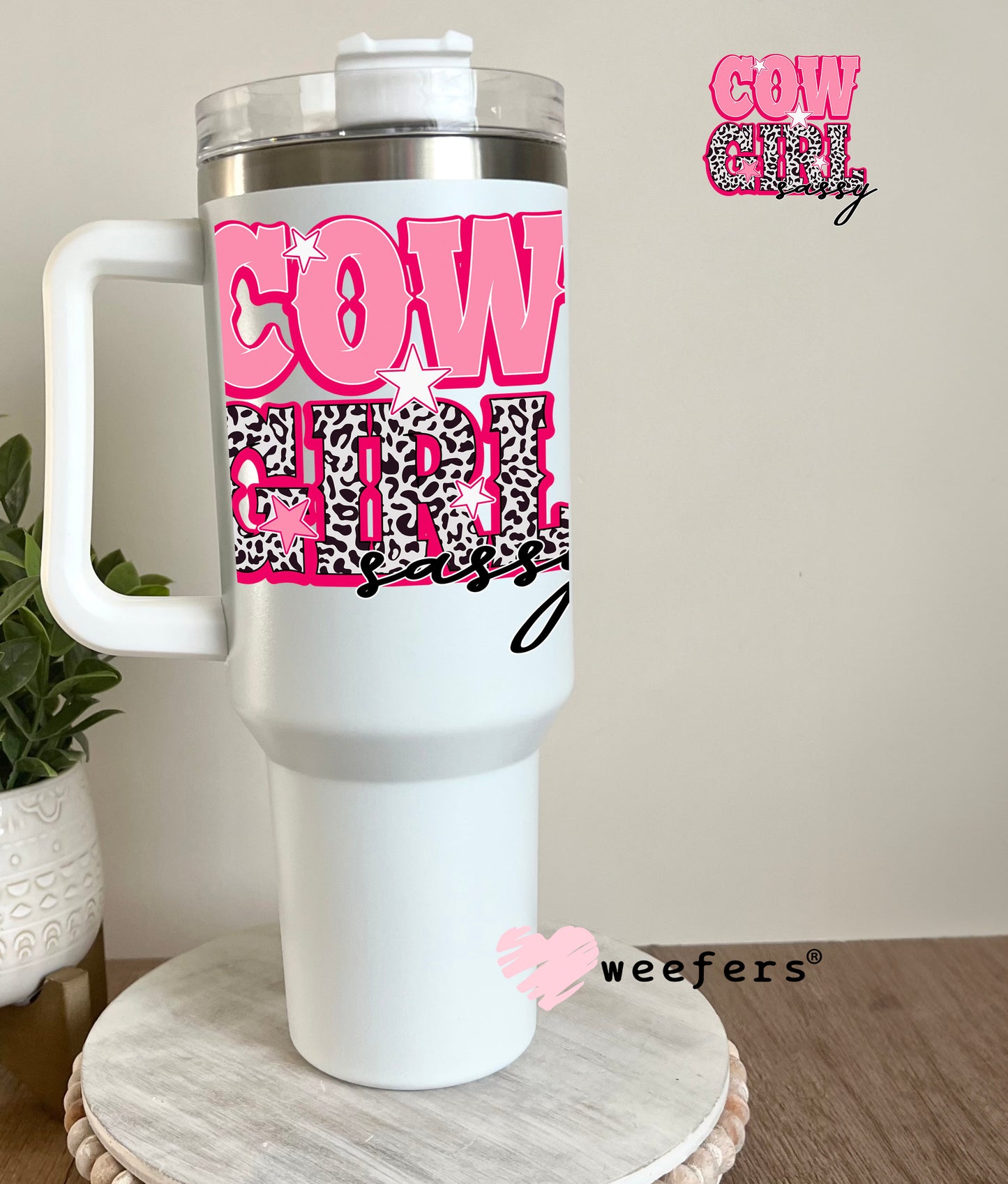 Pink Cow Girl Western UV DTF Decal - Weefers