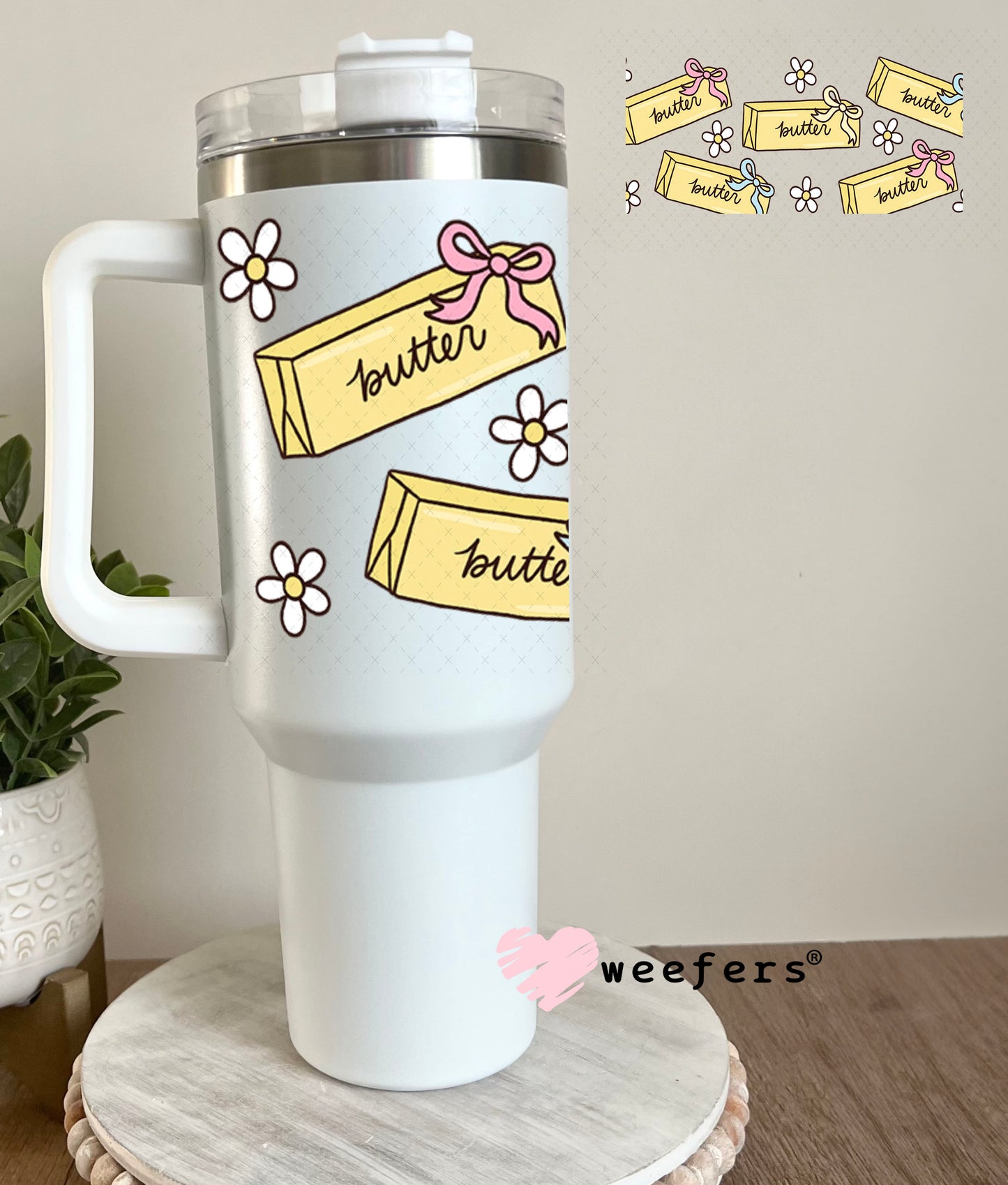 UV DTF Cup Wraps - Coquette Butter 40oz Tumbler Cup Wrap Weefers