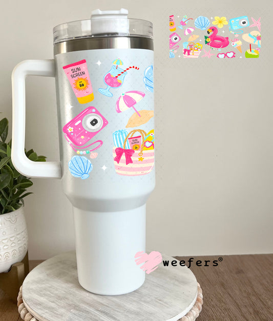 UV DTF Cup Wraps - Flamingo Pool 40oz Tumbler Cup Wrap Weefers