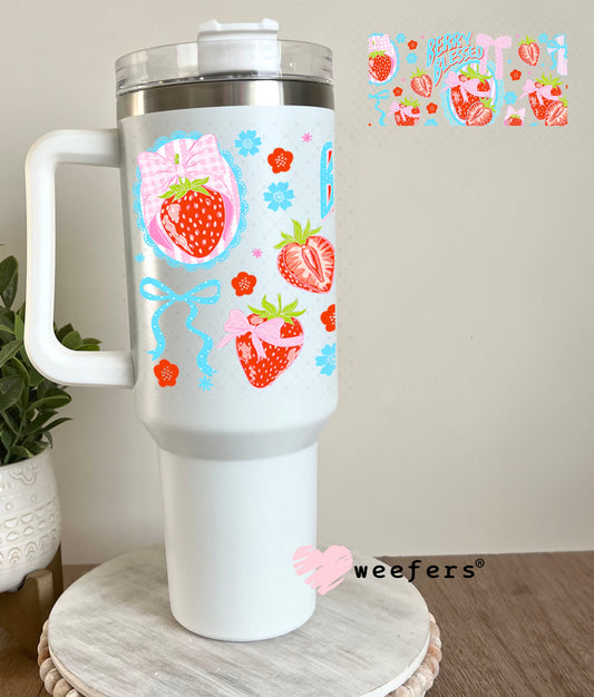 UV DTF Cup Wraps - Berry Blessed Strawberry 40oz Tumbler Cup Wrap Weefers