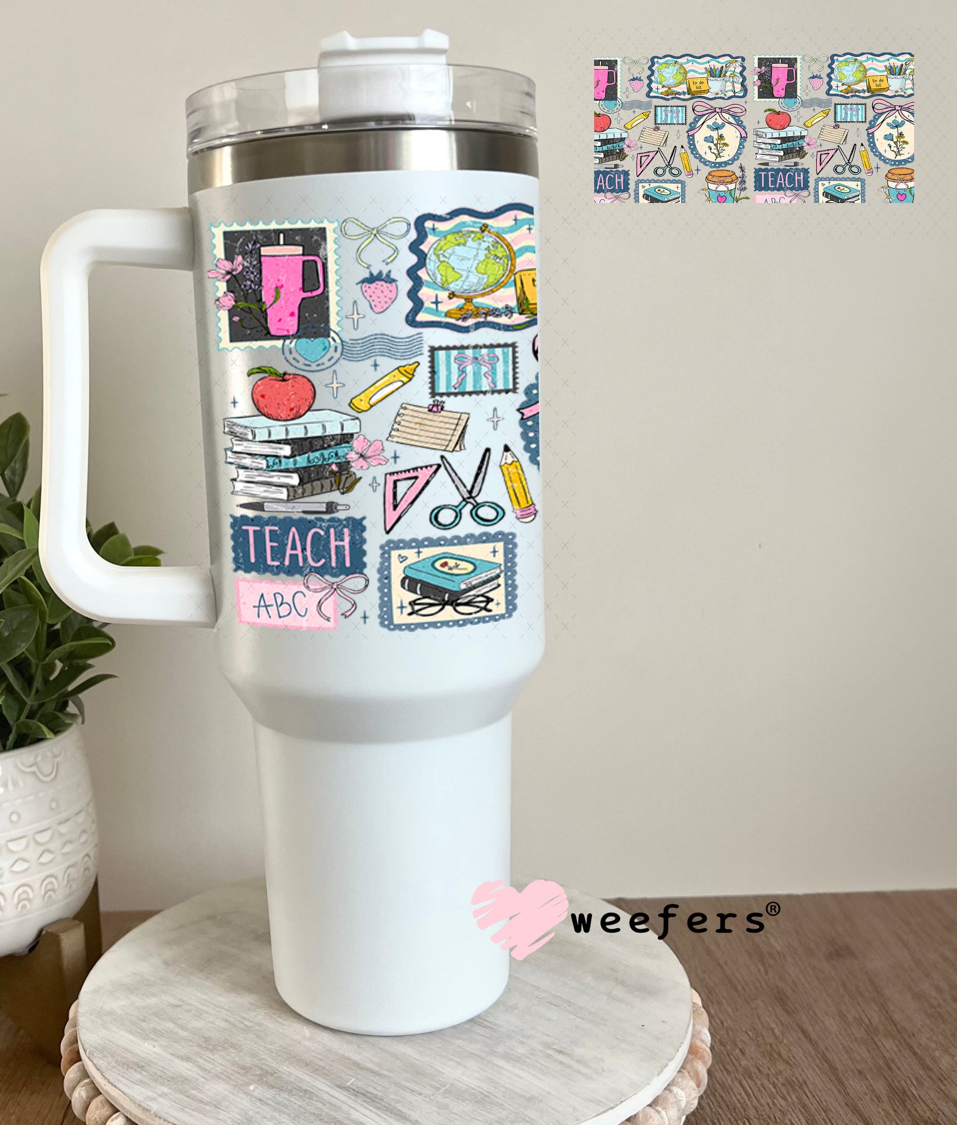 UV DTF Cup Wraps - Blue Teacher Favorite Things 40oz Tumbler Cup Wrap Weefers