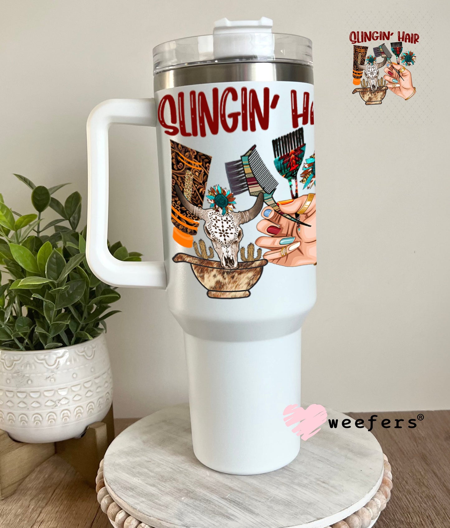 UV DTF Decal - Slingin' Hair Western 40oz Tumbler Cup Wrap Weefers