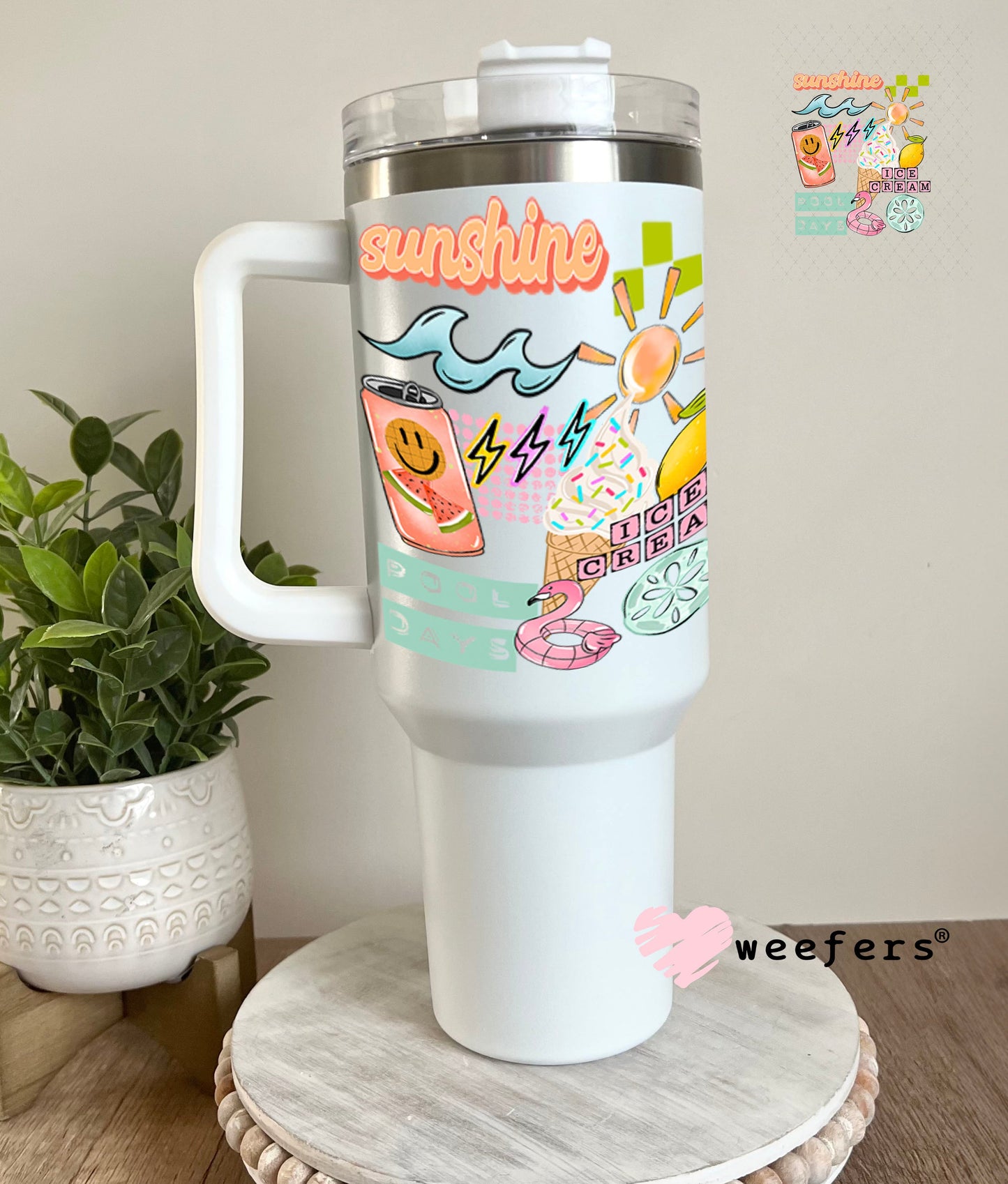 UV DTF Decal - Sunshine Ice Cream 40oz Tumbler Cup Wrap Weefers