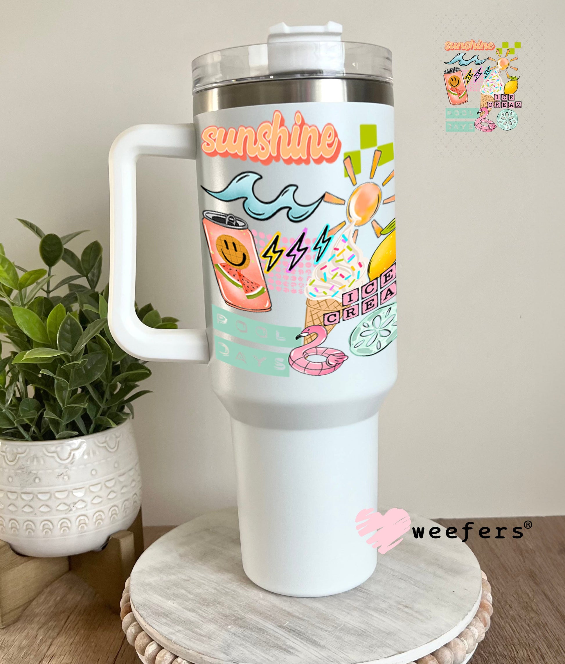 UV DTF Decal - Sunshine Ice Cream 40oz Tumbler Cup Wrap Weefers