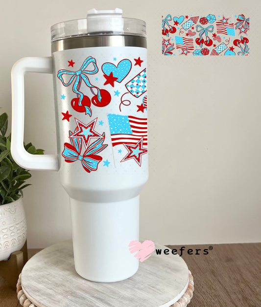 UV DTF Cup Wraps - USA Rockets and Cherries 40oz Tumbler Cup Wrap Weefers