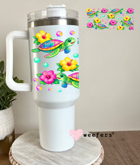 UV DTF Cup Wraps - Colorful Turtles 40oz Tumbler Cup Wrap Weefers
