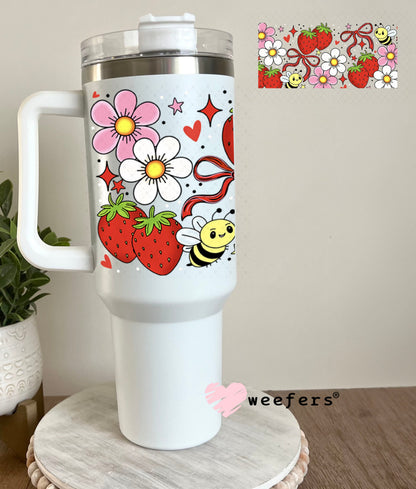 UV DTF Cup Wraps - Sweet Strawberries and Bees 40oz Tumbler Cup Wrap Weefers