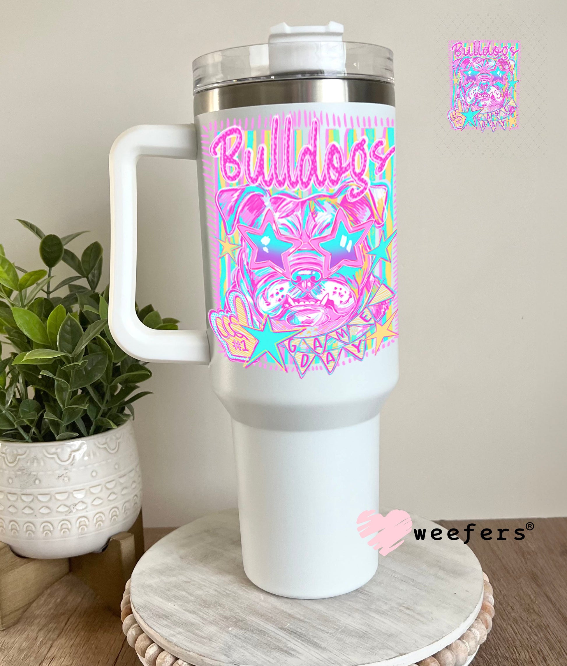 UV DTF Decal - Bulldogs Gameday Colorful Mascot 40oz Tumbler Cup Wrap Weefers