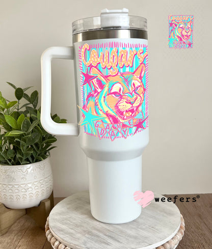 UV DTF Decal - Cougars Game Day Colorful Mascot 40oz Tumbler Cup Wrap Weefers