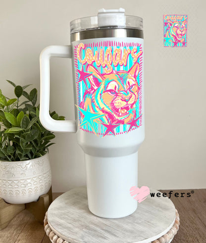 UV DTF Decal - Cougars Colorful Mascot 40oz Tumbler Cup Wrap Weefers