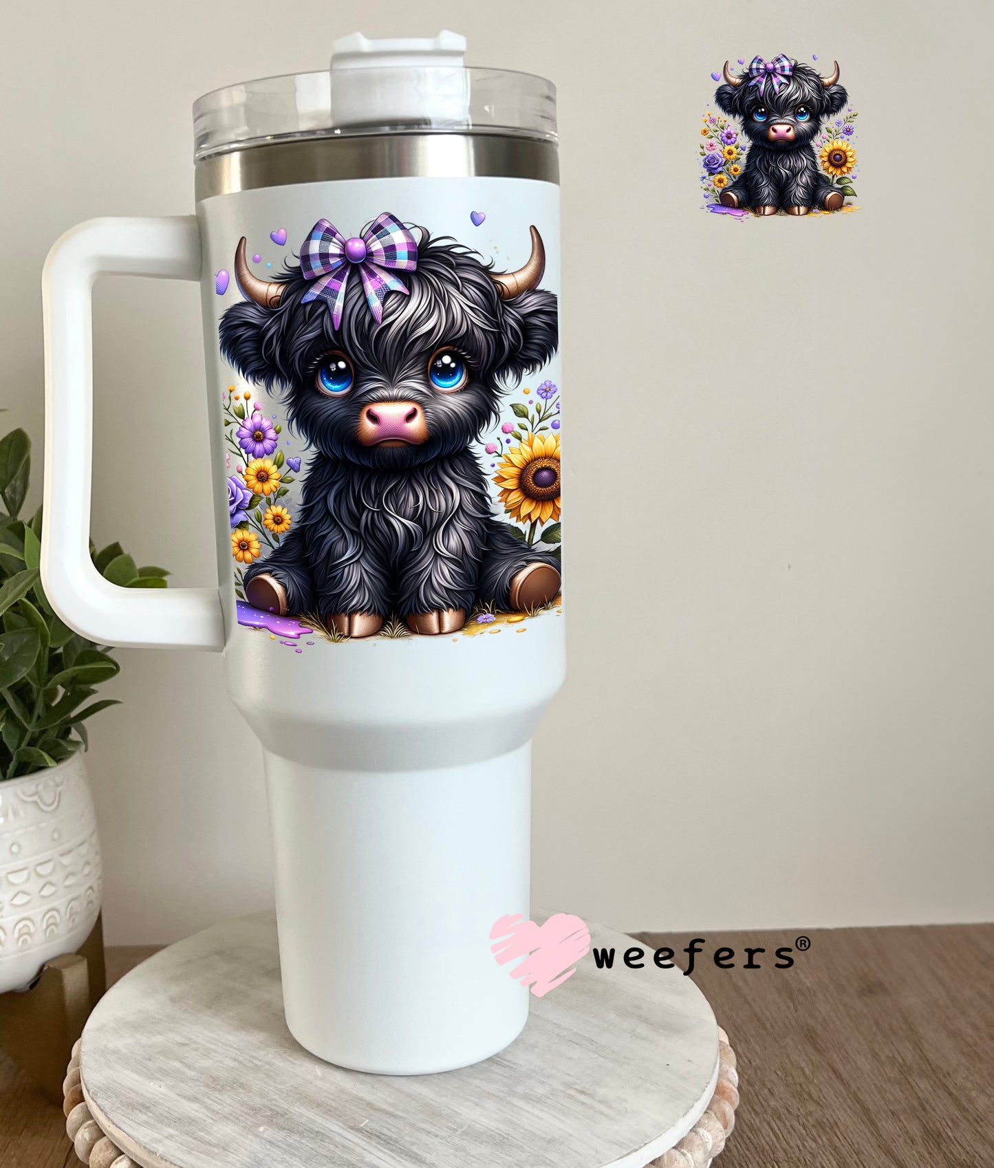 Black Baby Highlander Cow UV DTF Decal - Weefers