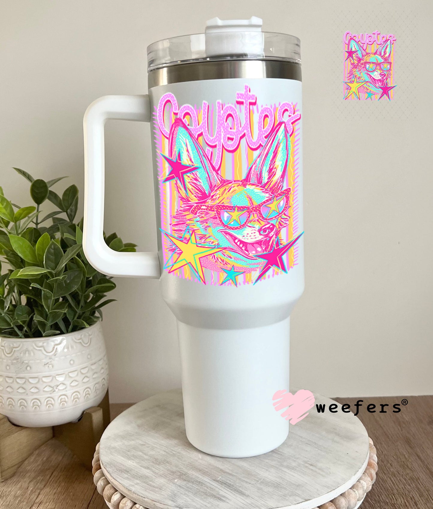 UV DTF Decal - Coyotes Colorful Mascot 40oz Tumbler Cup Wrap Weefers