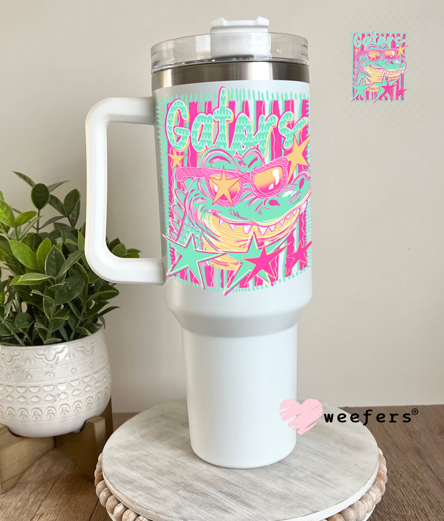 UV DTF Decal - Gators Colorful Mascot 40oz Tumbler Cup Wrap Weefers