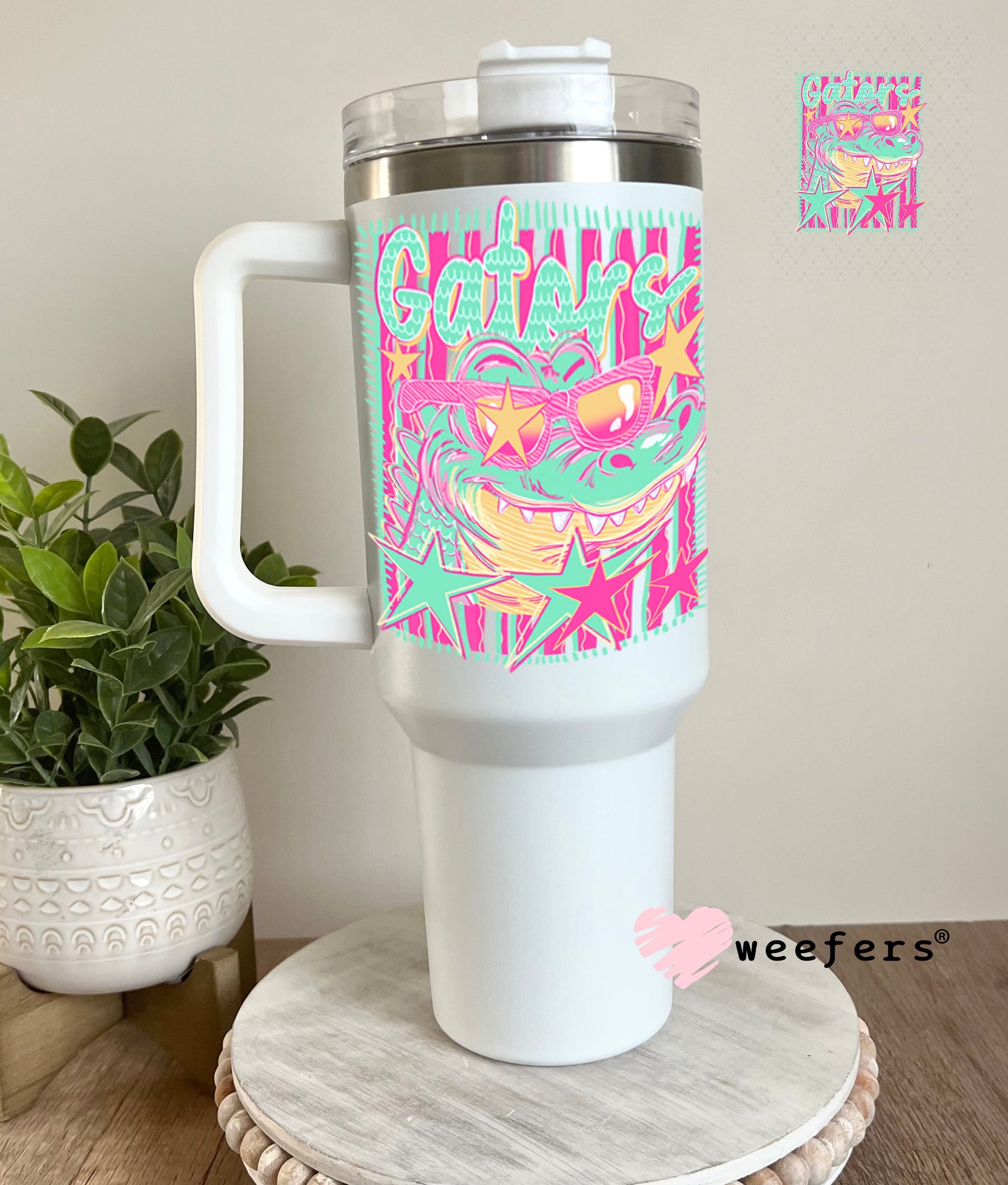 UV DTF Decal - Gators Colorful Mascot 40oz Tumbler Cup Wrap Weefers