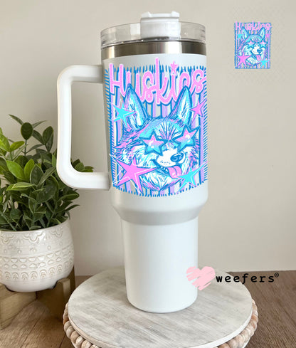 UV DTF Decal - Huskies Colorful Mascot 40oz Tumbler Cup Wrap Weefers