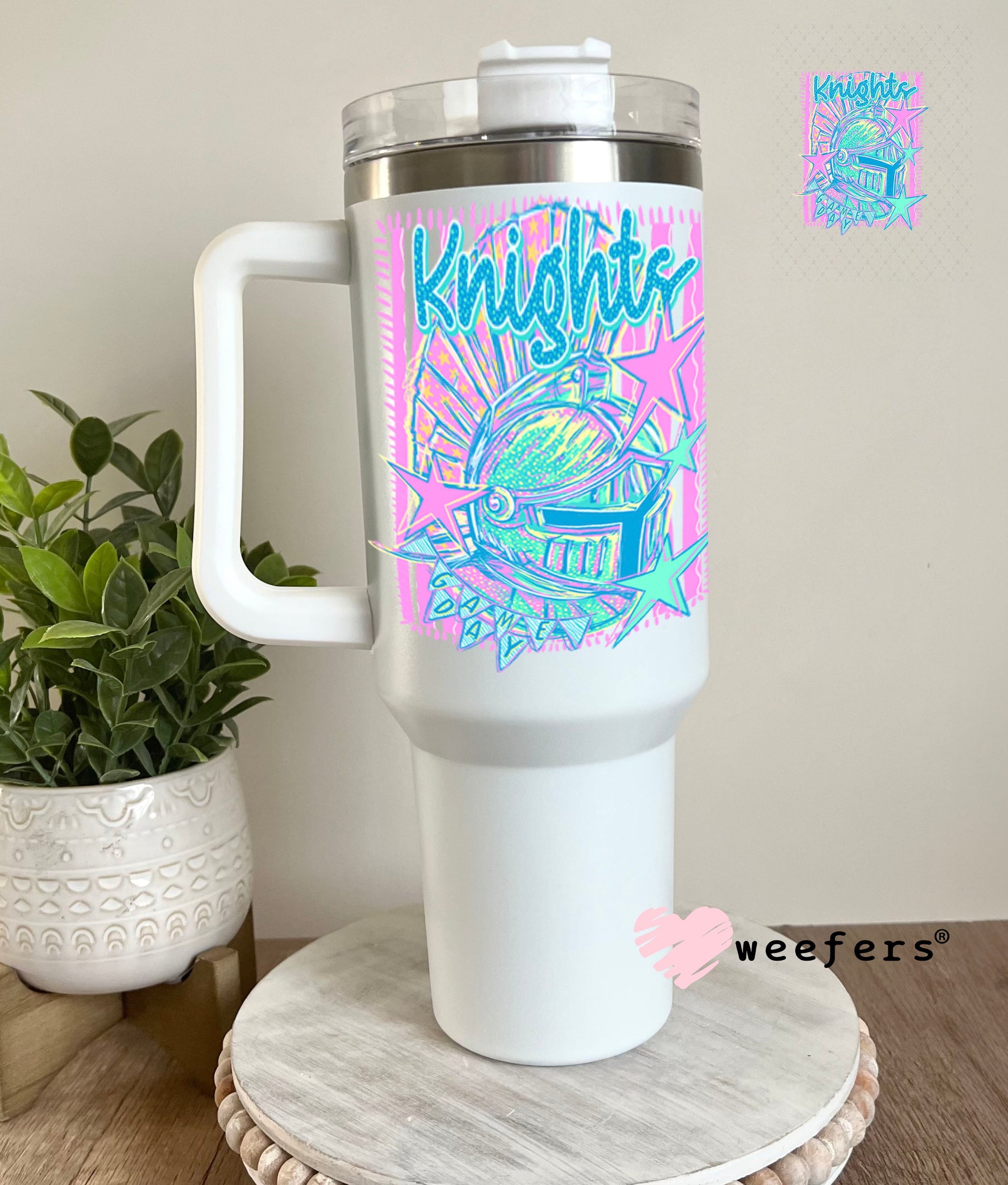UV DTF Decal - Knights Game Day Colorful Mascot 40oz Tumbler Cup Wrap Weefers