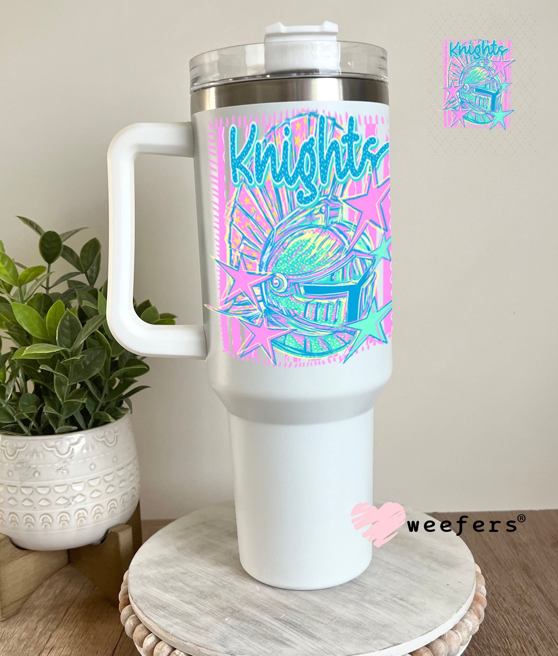 UV DTF Decal - Knights Colorful Mascot 40oz Tumbler Cup Wrap Weefers