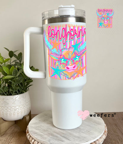 UV DTF Decal - Longhorns Colorful Mascot 40oz Tumbler Cup Wrap Weefers