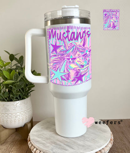 UV DTF Decal - Mustang Colorful Mascot 40oz Tumbler Cup Wrap Weefers
