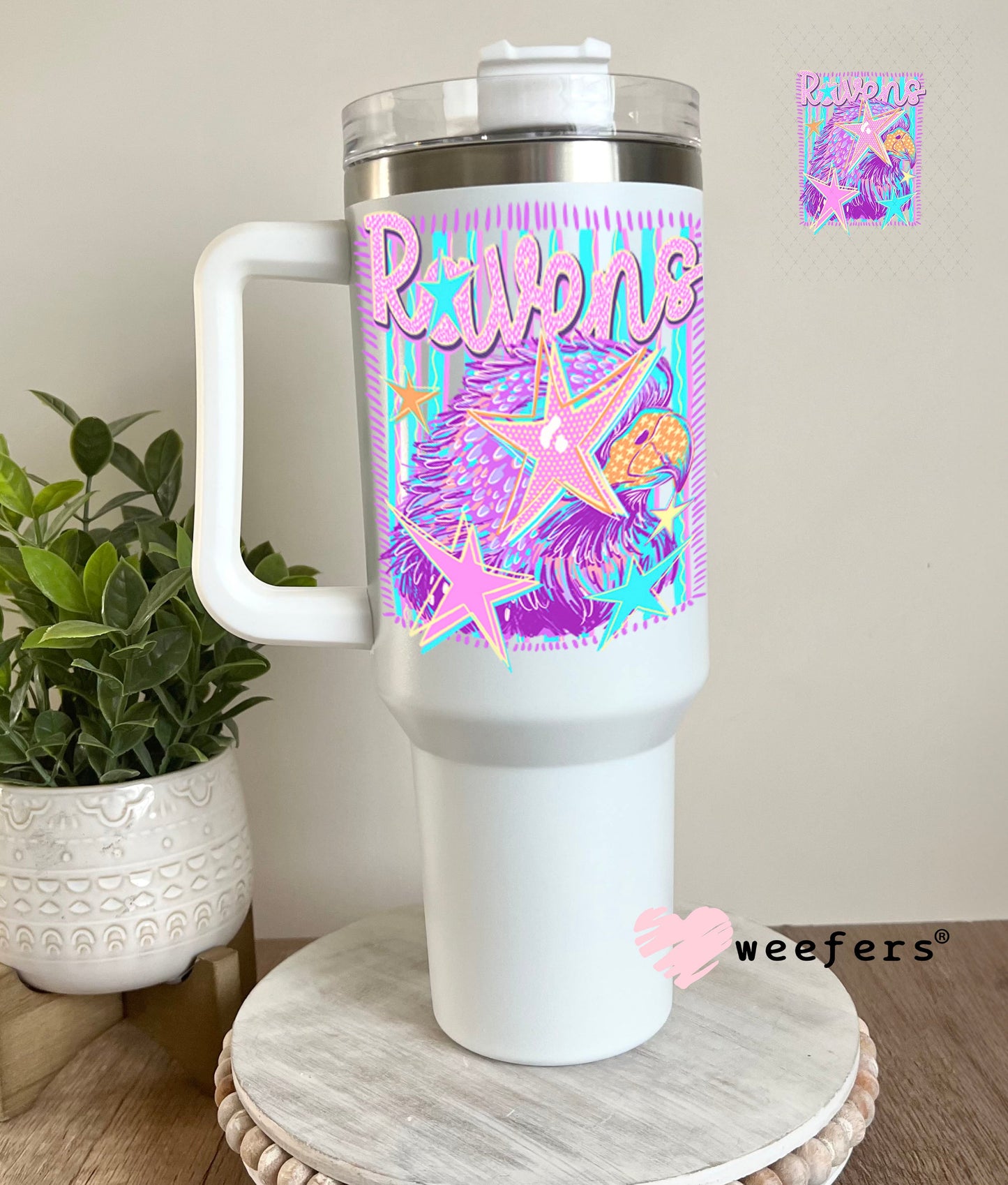 UV DTF Decal - Ravens Colorful Mascot 40oz Tumbler Cup Wrap Weefers