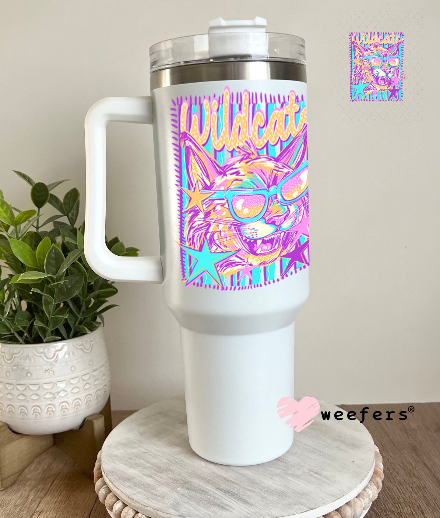 UV DTF Decal - Wildcats Colorful Mascot 40oz Tumbler Cup Wrap Weefers