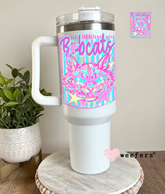 UV DTF Decal - Bobcats Colorful Mascot 40oz Tumbler Cup Wrap Weefers