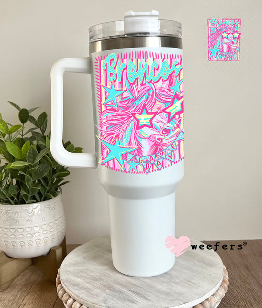 UV DTF Decal - Broncos Game Day Colorful Mascot 40oz Tumbler Cup Wrap Weefers