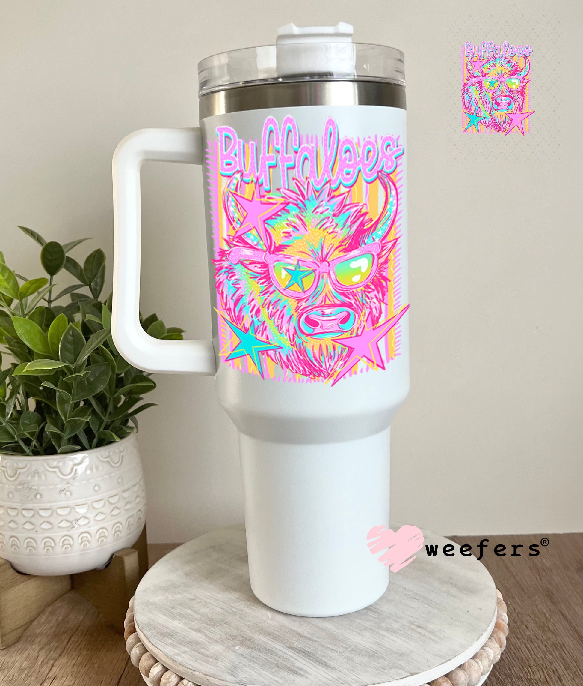 UV DTF Decal - Buffaloes Colorful Mascot 40oz Tumbler Cup Wrap Weefers