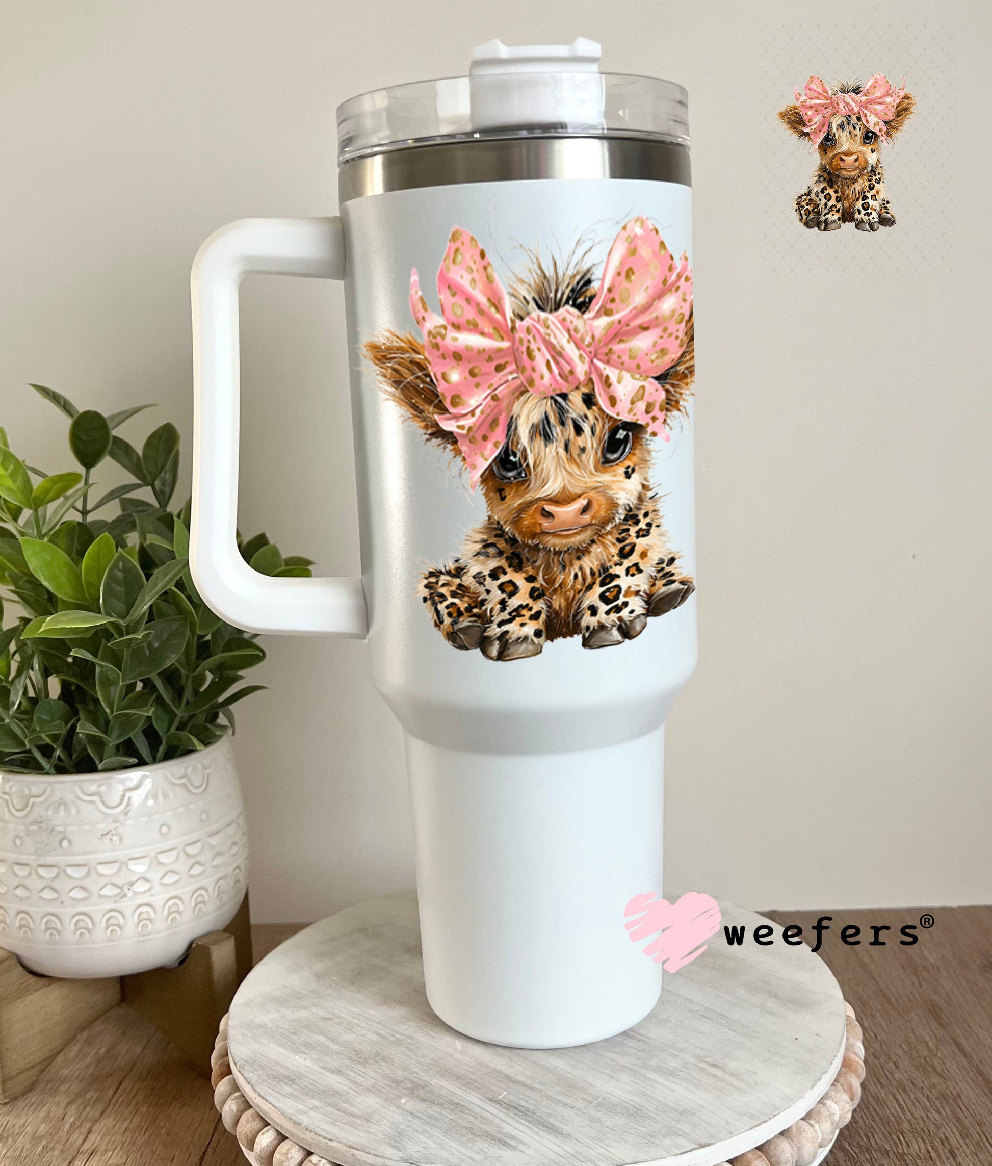 UV DTF Decal - Leopard Bougie Highland Cow 40oz Tumbler Cup Wrap Weefers