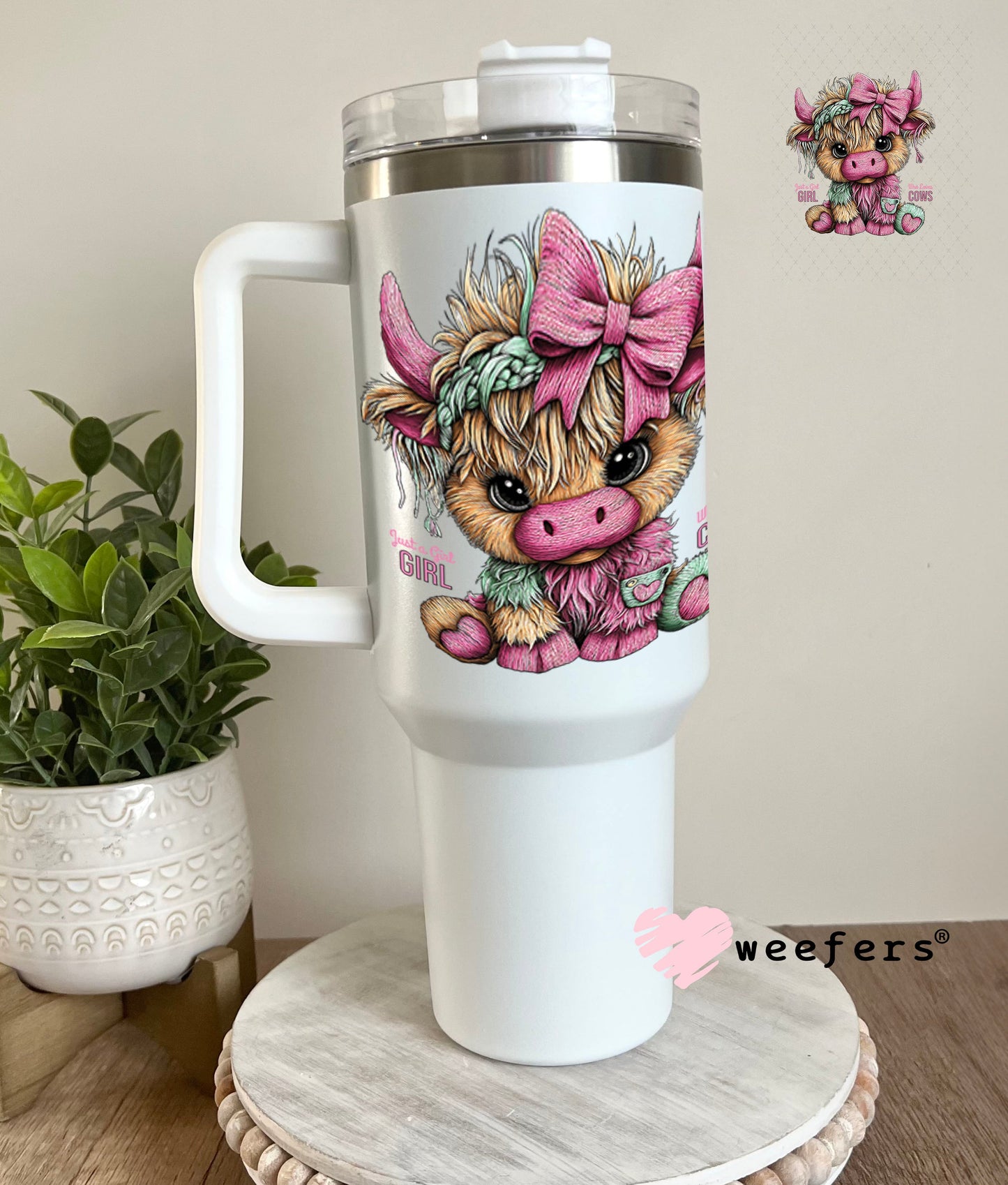 UV DTF Decal - Just a Girl Who Loves Cows 40oz Tumbler Cup Wrap Weefers