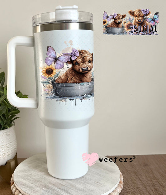 UV DTF Cup Wraps - Anti Social Butterfly Cows 40oz Tumbler Cup Wrap Weefers