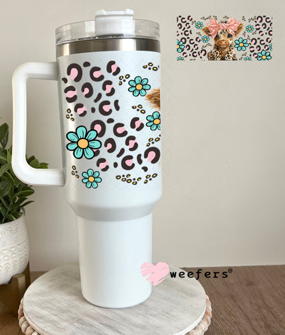 UV DTF Cup Wraps - Leopard Highland Cow - Weefers® Exclusive 40oz Tumbler Wrap Weefers