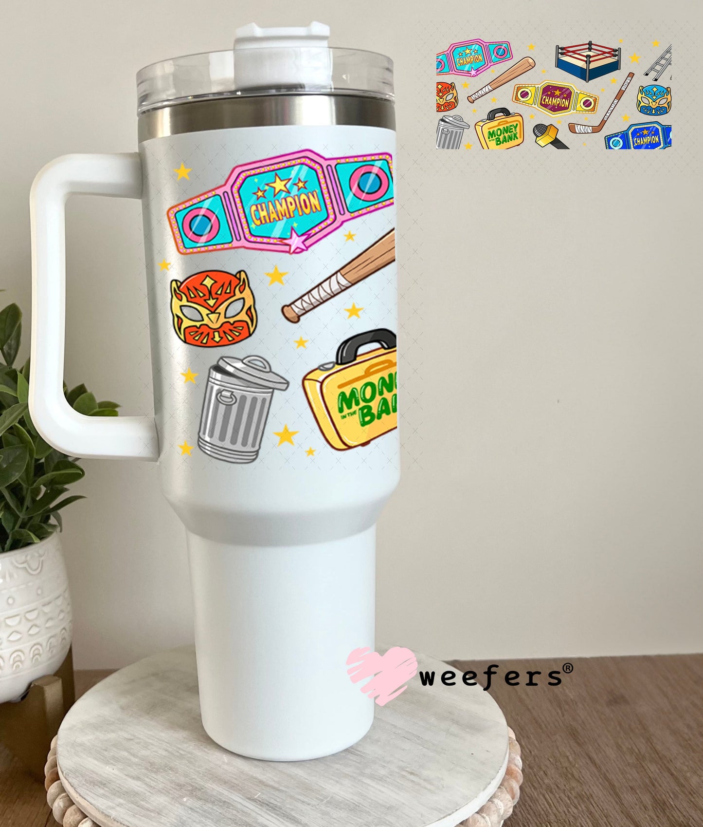 UV DTF Cup Wraps - Wrestling Favorite Things 40oz Tumbler Cup Wrap Weefers