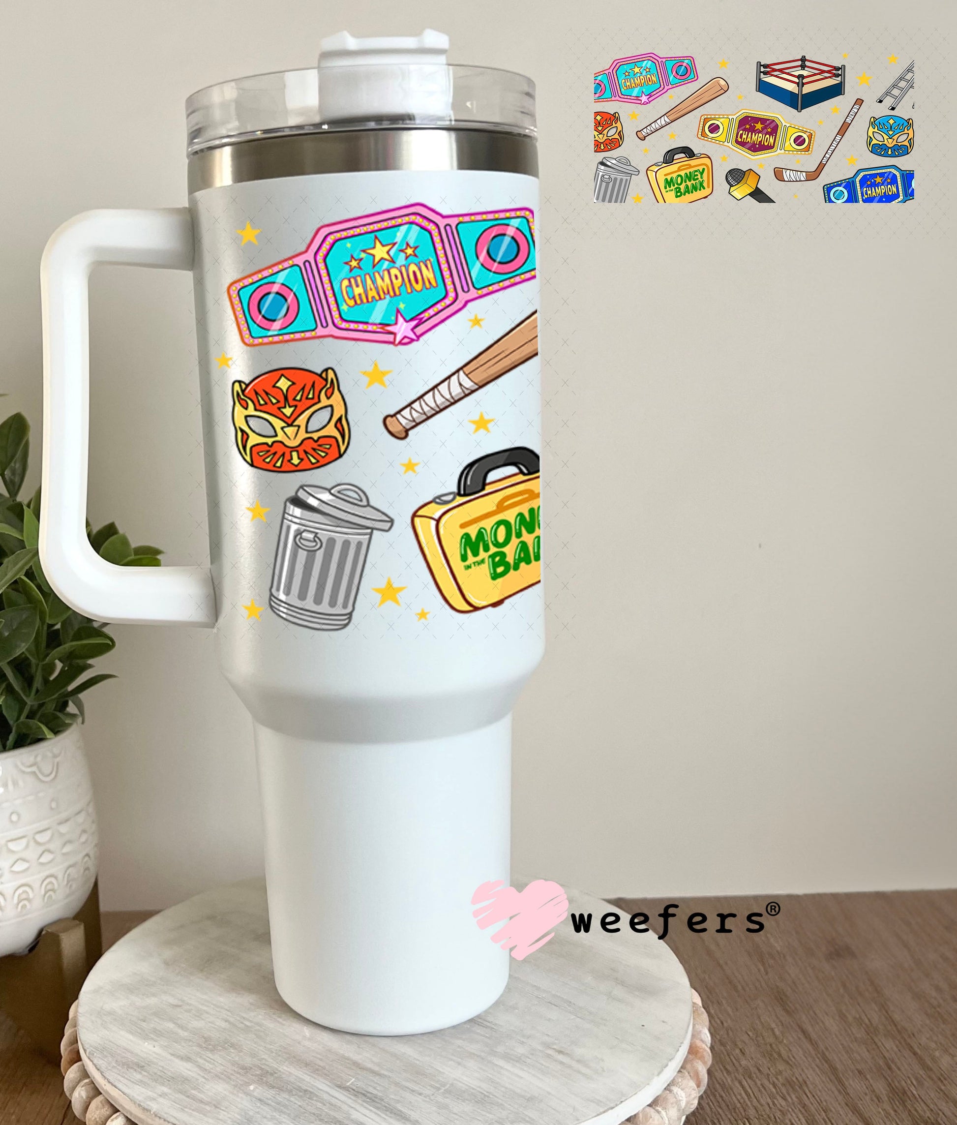 UV DTF Cup Wraps - Wrestling Favorite Things 40oz Tumbler Cup Wrap Weefers