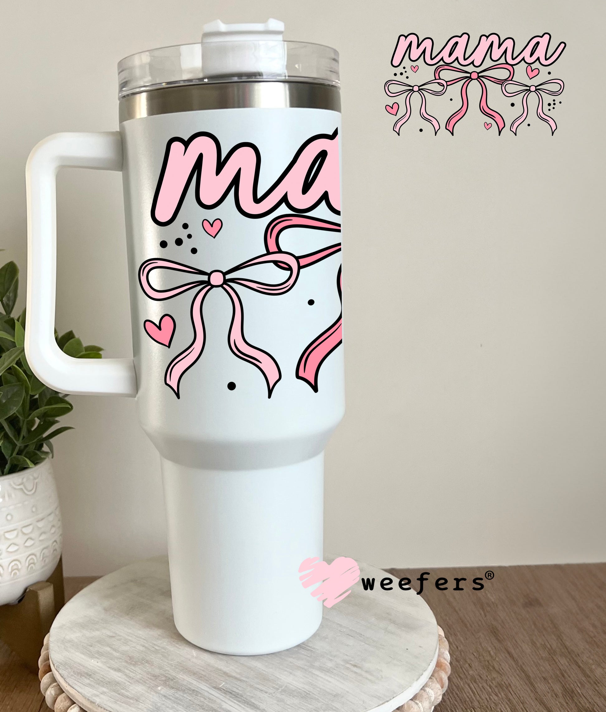 Mama Coquette Pink Bows UV DTF Decal - Weefers