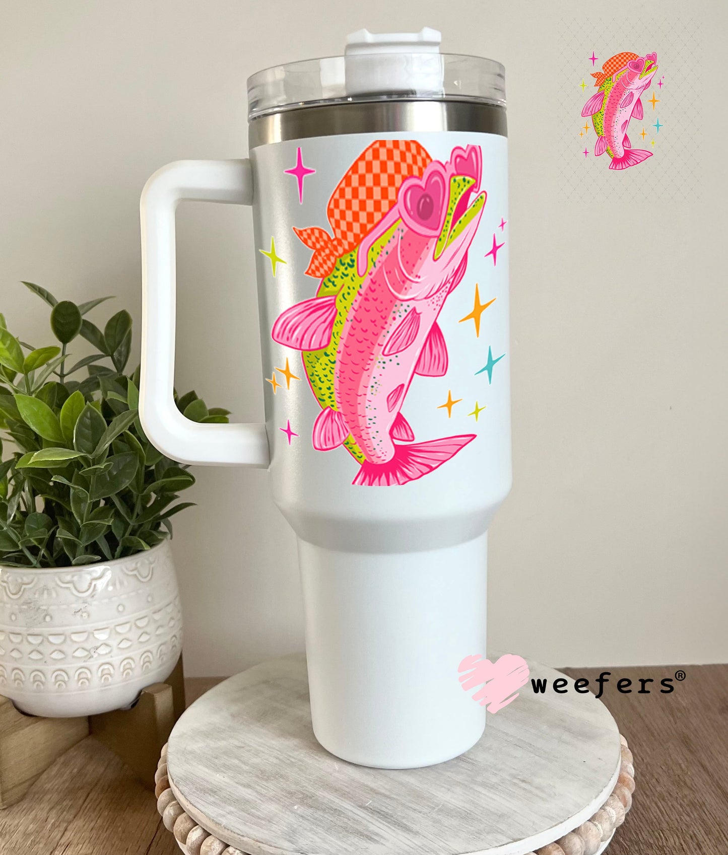 UV DTF Decal - Pink Sea Bass 40oz Tumbler Weefers