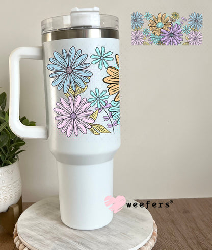 UV DTF Cup Wraps - Purple Blue Daisies 40oz Tumbler Weefers