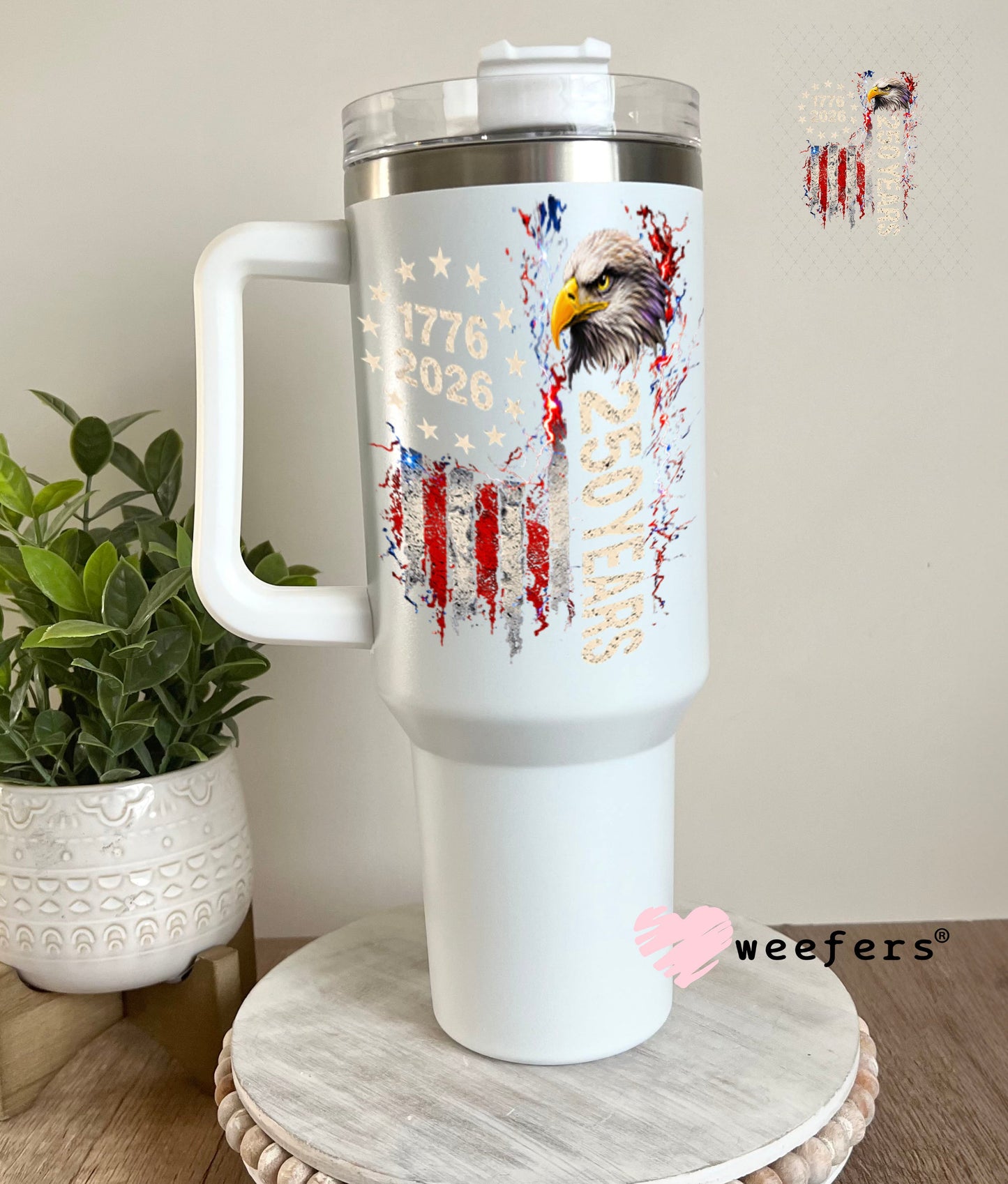 UV DTF Decal - Eagle 1776-2026 USA 40oz Tumbler Weefers