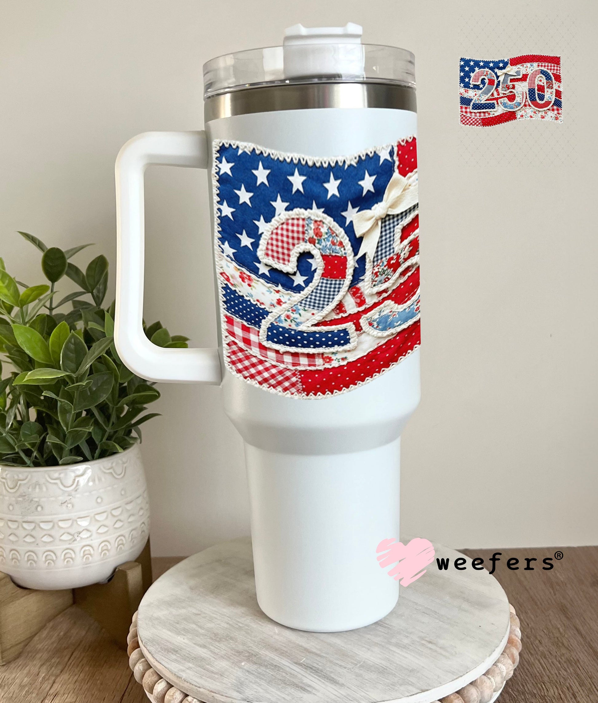 UV DTF Decal - 250 Quilt USA 40oz Tumbler Weefers