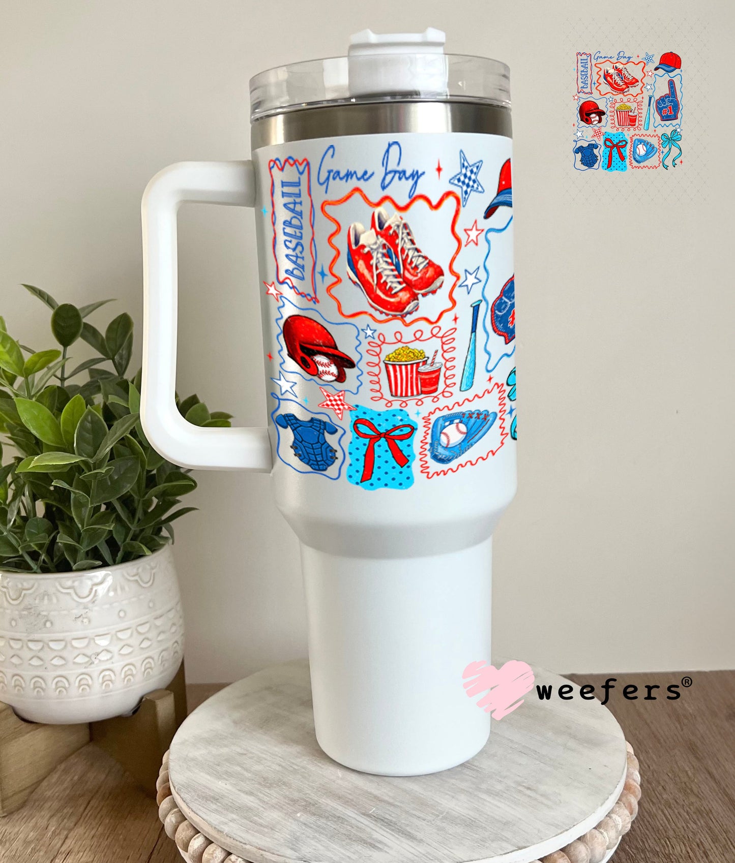 UV DTF Decal - Game Day Retro Baseball 40oz Tumbler Weefers
