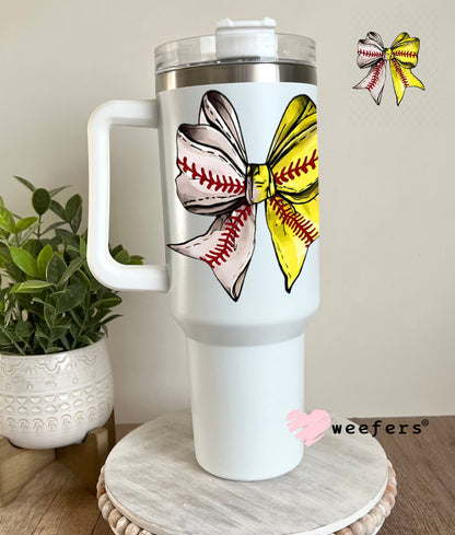 UV DTF Decal - Baseball Softball Bow 40oz Tumbler Weefers