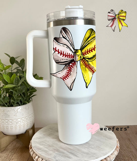 UV DTF Decal - Baseball Softball Bow 40oz Tumbler Weefers
