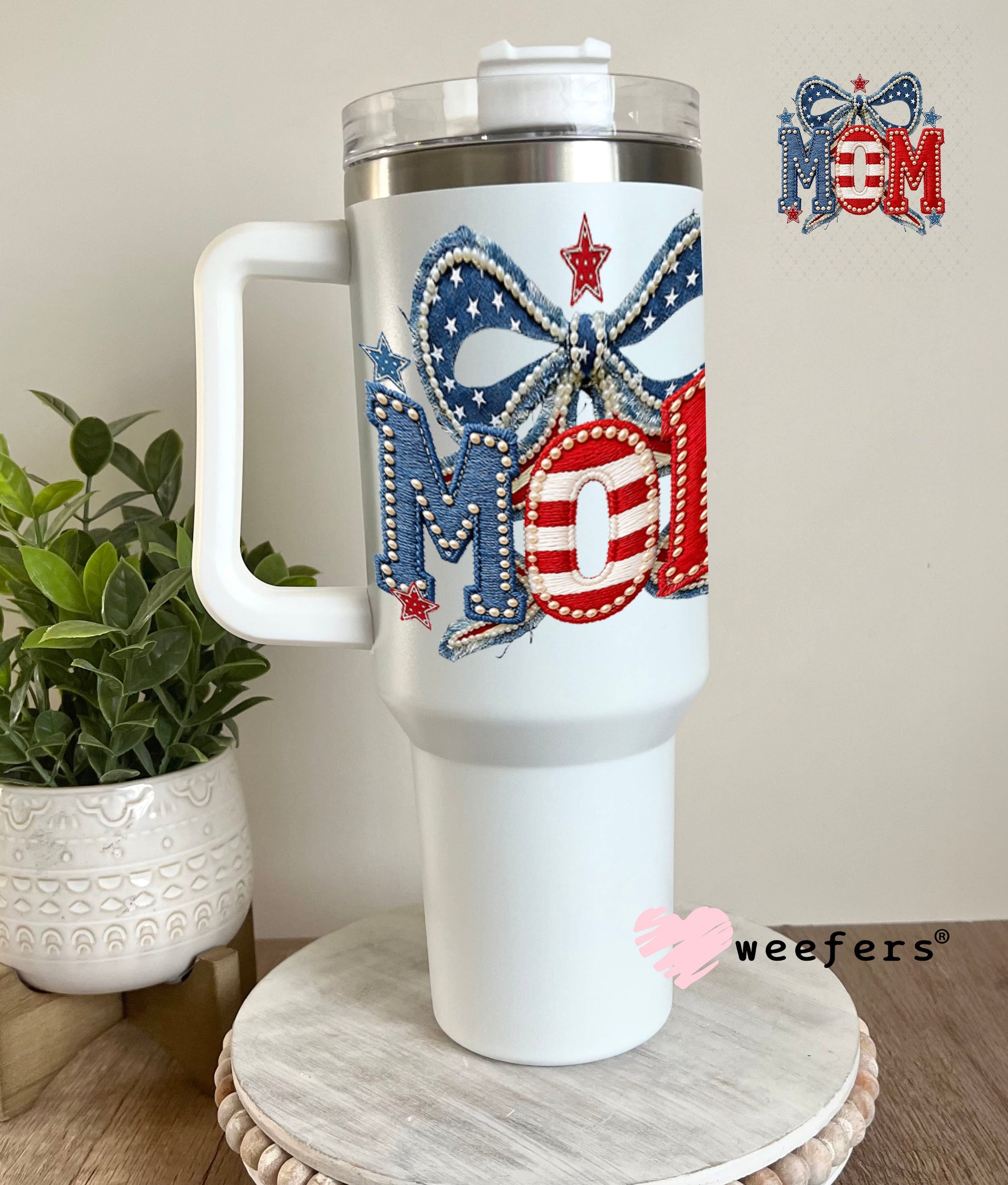UV DTF Decal - Mom USA 40oz Tumbler Weefers