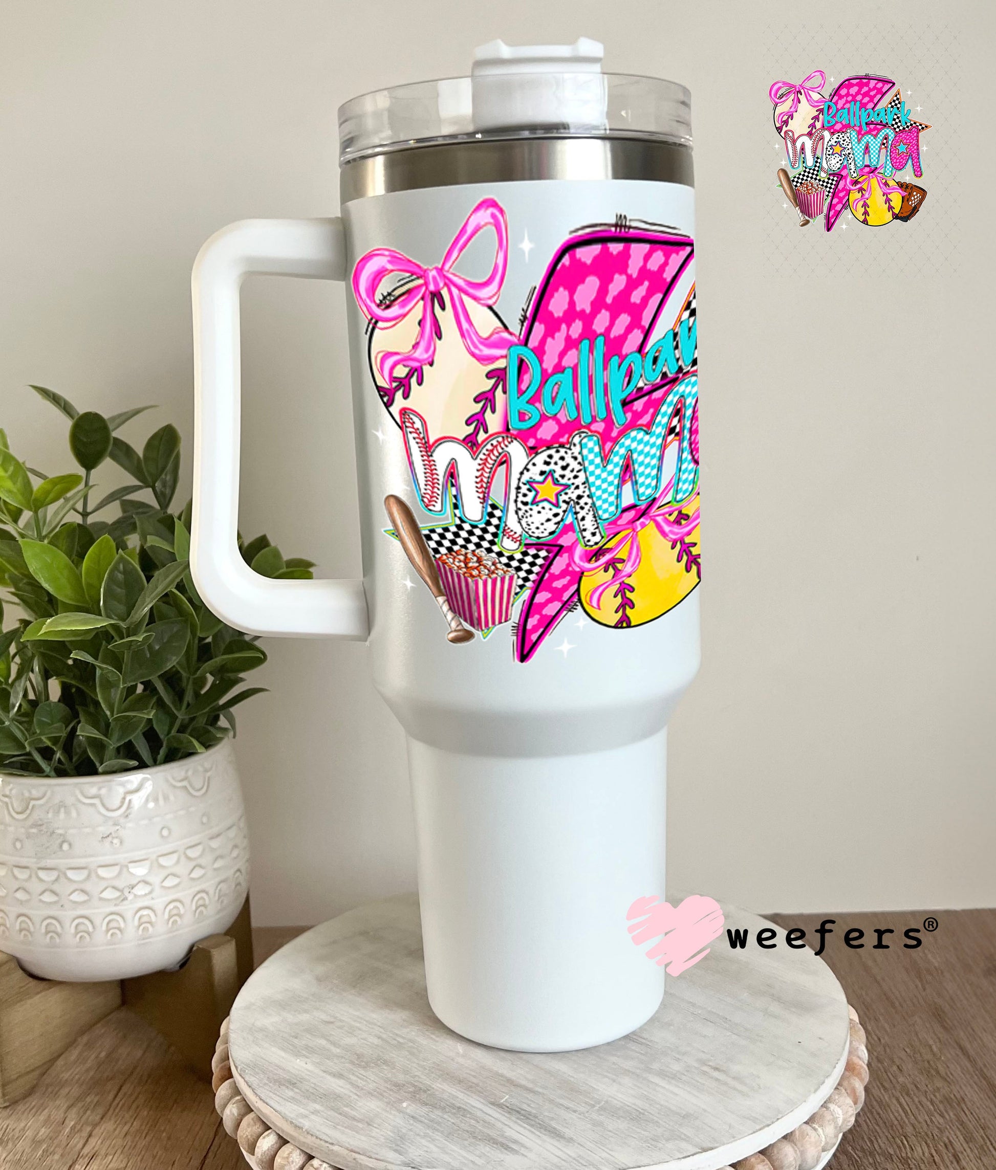 UV DTF Decal - Ballpark Mama Softball Baseball 40oz Tumbler Weefers