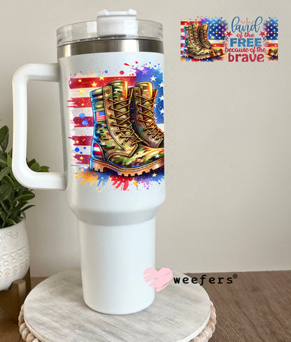 UV DTF Cup Wraps - Land of the Free because of the brave 40oz Tumbler Weefers