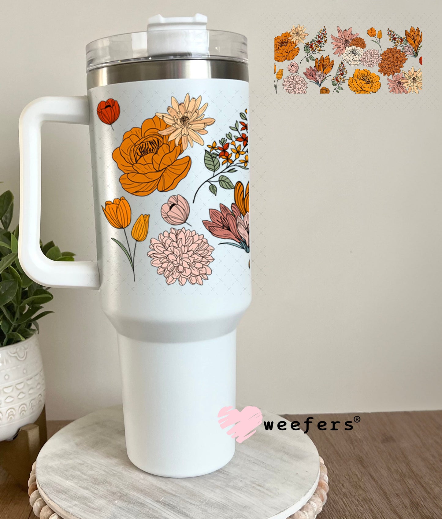 UV DTF Cup Wraps - Autumn Florals 40oz Tumbler Weefers